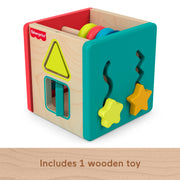 Fisher-Price Wooden Activity Cube, Multicolor Fine Motor Skill Development Toy for Babies 6 Months and Up