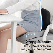 Ergonomic Memory Foam Seat Cushion with L-Shaped Lumbar Support and Coccyx Cutout, Non-Slip Base for Office Chair, Car, Wheelchair