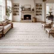 VUNATE 10'x14' Boho Geometric Brown Area Rug, Washable, Non-Slip TPR Backing, Low Pile Polyester Carpet, SSH-MWCL-BRN1014