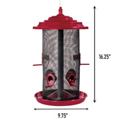 North States Crimson Extra-Large Twin Bird Feeder, Hanging Metal Feeder, 8.5 lb Capacity, Red, 1858