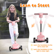 SIMATE Kids Electric Scooter with 3 Adjustable Handlebar Heights, LED Light-Up Wheels, LCD Screen, Thumb Accelerator, 5 mph, Foldable Aluminum Frame, Model D3