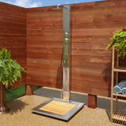 Signature Hardware SH413240 Abner Outdoor Stainless Steel Shower Panel with Bamboo Tray