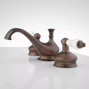 Signature Hardware SH449716ORB Shannon Widespread Bathroom Faucet - Porcelain Lever Handles - Oil Rubbed Bronze