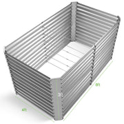 Land Guard Raised Rectangle Garden Bed, Durable Galvanized Metal, Rust-Resistant Powder Coating, 8x4x3ft, Deep 3ft Growing Depth, Easy Assembly, Silver