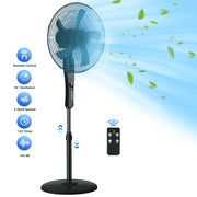 Patbrela 18-Inch Pedestal Fan, 3 Modes, 3 Speeds, 90 Oscillating, Adjustable Height 46-54 in, 12-Hour Timer, Remote Control, Black