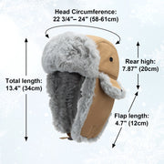 Toptie Winter Trapper Hat, Windproof Faux Fur Lined, Blue - Adjustable Strap