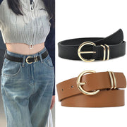SENDEFN Women Leather Belts 2 Pack, Adjustable Pin Buckle Waist Belts, Genuine Leather, Black and Brown