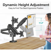HOMOUNT Triple Monitor Mount, Full Motion Gas Spring, Heavy Duty Arm, Fits 3 Screens up to 32 Inch, Supports 19.8 lbs Each, Black, 17301104403