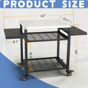 G TALECO GEAR Outdoor Grill Cart, Stainless Steel, Three Shelves, Movable Kitchen Island for BBQ Food Prep