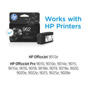 HP 962 Black Original Ink Cartridge, Monochrome, 1000 Page Yield, Compatible with OfficeJet Pro 9010 Series, 3HZ99AN