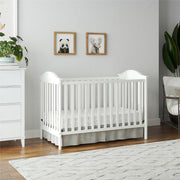 Baby Relax Adele 3-in-1 Convertible Crib, White, Solid Pine Wood, Adjustable Mattress Heights, Non-Toxic Matte Finish