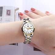 OLEVS 55W-67 Womens Dress Wristwatch, Two Tone Gold Silver Stainless Steel Band, Day Date Display