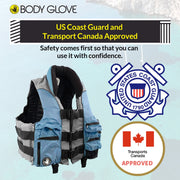 Body Glove Angler Fishing Vest, USCG Approved, Lightweight, Blue/Gray, 2XL