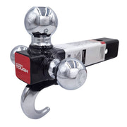 Hyper Tough LY-2011 Automotive Hitch Ball Mount Triple 8.3 in, Three Ball Mount with Hook, for Class V, 1-7/8 inch, 2 inch and 2-5/16 inch Hitch Ball, Black