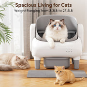 Cumrige Self Cleaning Cat Litter Box, Open Top, App Controlled, Advanced Safety Sensors, Large 10.5L Sealed Waste Bin