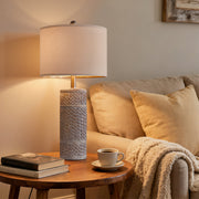 Oneach Farmhouse Table Lamp Set of 2, 25.5 in, Resin Base, Beige Linen Drum Shade, Rotary Switch, E26 Bulb Compatible, AMZ-T1136WA