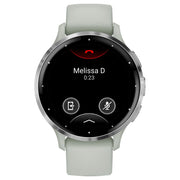 Garmin 010-02785-01 Venu 3S Silver Stainless Steel Bezel with Sage Gray Case and Silicone Band