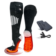 ActionHeat 5V Battery Heated Cotton Knee High Socks for Men, Black, L/XL, 81120128