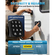 Kohree RV Door Lock, 4-in-1 Keyless Entry with Fingerprint, Bluetooth App Control, Keypad, Remote, Black, Weatherproof, KR3411-WR