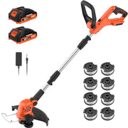 Maxlander 20V Cordless String Trimmer Edger, 12 Inch Cutting Width, Lightweight Battery Operated Weed Wacker with 2x2.0Ah Batteries and Charger, Includes 8 Replacement Spools