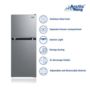Arctic King Compact Refrigerator 4.5 Cu Ft Two-Door Top Freezer Stainless Steel Look ARM45D5ASL