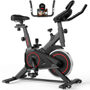 Patbrela Indoor Exercise Bike, 100% Adjustable Resistance, Quiet Operation, Compact Design, Black, QK101