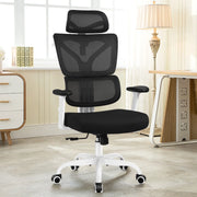 Primy PR-18-HT-BLACK Ergonomic Office Chair with Lumbar Support and Thick Cushion, White