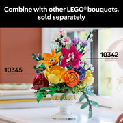 LEGO Botanicals Flower Arrangement Building Set, 14 Flowers, White Pedestal Vase, 1,161 Pieces, Ages 18+