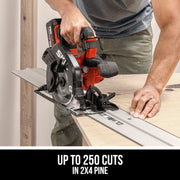 SKIL PWR CORE 20 Brushless 20V Circular Saw Kit, 7-1/4 Inch Blade, 5300 RPM, Cast Aluminum, Electric Brake, Red, CR5440B-10
