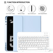 Aoub Keyboard Case for iPad 11th Generation 11 in, 10th Generation 10.9 in, Magnetic Detachable Bluetooth Keyboard, Pencil Holder, Rechargeable, Blue