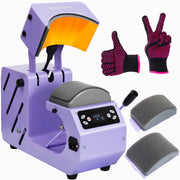 Gochifix Automatic Hat Heat Press Machine, Purple, 2 Interchangeable Platens for Caps and Hats, Adjustable Temperature and Time Control