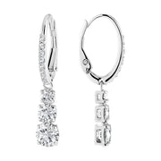 Swarovski Attract Trilogy Drop Earrings, White Crystal, Rhodium-Plated Silver-Tone, 3 cm, 5416155