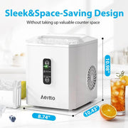 Aeitto WBJ10D3-WHT 2 Sizes of Bullet Ice Machine, 9 Ice Cubes Release in 6 Mins, 26Lbs/24H, White