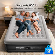 Ophanie King Air Mattress, 18-Inch Elevated Inflatable Bed with Built-In Electric Pump, Puncture-Resistant PVC, Anti-Slip Bottom, Black, AMH5V2109