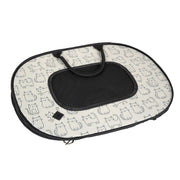 SportPet Designs Pop-Open Soft-Sided Cat Carrier, Collapsible, Lightweight, Mesh Ventilation, Secure Zippers, Beige with Cat Print, 20 in, 22128783