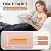 WISHEAD B408-001 Electric Heated Throw Blanket, 9 Heat Levels, Auto Shut-Off, 50x60 in, Dark Gray