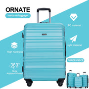 Tripcomp TR23066 Hardside 3-Piece 4-Wheeled Luggage Set, Lake Blue