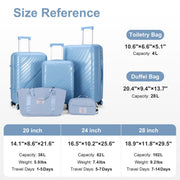 Zimtown 5 Piece Luggage Sets, w/Portable Travel Bag, Spinner Wheels & TSA Lock, Blue - Durable
