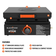 Blackstone Adventure Ready Outdoor Griddle, Single Burner 17 in Propane Flat Top Grill, Black, 2493