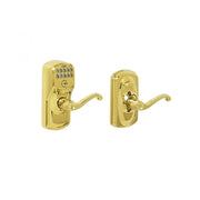 Schlage FE595 PLY 505 FLA Plymouth Keypad Entry Flair Style Levers Bright Brass