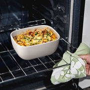 Beautiful 4-Piece Stoneware Bake and Store Set, Porcini Taupe, Rectangular, Oven Safe up to 450F, Vented BPA-Free Lids, Dishwasher and Freezer Safe, 19965