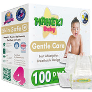 MANEKI Baby Disposable Diapers Size 4, Super Absorbent, Hypoallergenic, Breathable, Up to 12-Hour Leak Protection, 100 Count, BD4179B