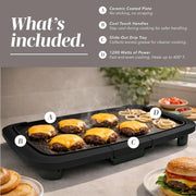 Cook With Color Electric Griddle, 1200W Ceramic-Coated Nonstick Surface, 10 in x 16 in Cooking Area, Black, YWEG1 BLK
