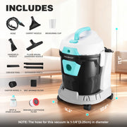 HAUSHOF 4 Gallon 5.5 Peak HP 4-in-1 Wet/Dry Upholstery Vacuum Cleaner and Blower Portable Shop Vac, Gray and White, HH25022AE
