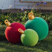 Funboy Oversized Inflatable Flocked Holiday Ornaments 3-Pack, Red Green Gold, Indoor Outdoor Christmas Decorations