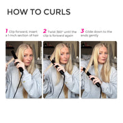 TYMO HC506 360 Degree Airflow 2-in-1 Curling Iron and Flat Iron Hair Straightener, 5 Heat Settings, 1.25 Inch Barrel, Pink