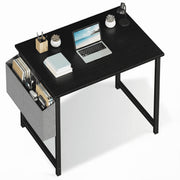 Concetta 31 Inch Computer Writing Desk with Black Steel Frame, Cedar Wood Top, Storage Bag and Headphone Hook WMCOBE-FH-GDZ-24BD-31BK-HY