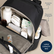 Itzy Ritzy Belong Utility Backpack Diaper Bag, 17 Multi-Functional Pockets, Insulated Bottle Holders, Laptop Compartment, Trolley Sleeve, Stroller Straps, Machine Washable Changing Pad, Black