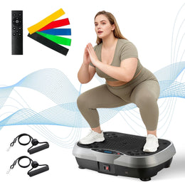 Baokaler Rican Vibration Plate Exercise Machine, Full-Body Workout, 300 lb Capacity, 200W Power, LCD Display, Resistance Bands, Silver-White