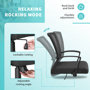 Furmax Mid Back Office Chair, Ergonomic Lumbar Support, Breathable Mesh Back, Height Adjustable Seat, Thick Padded Seat, 360-Degree Swivel Wheels, Black